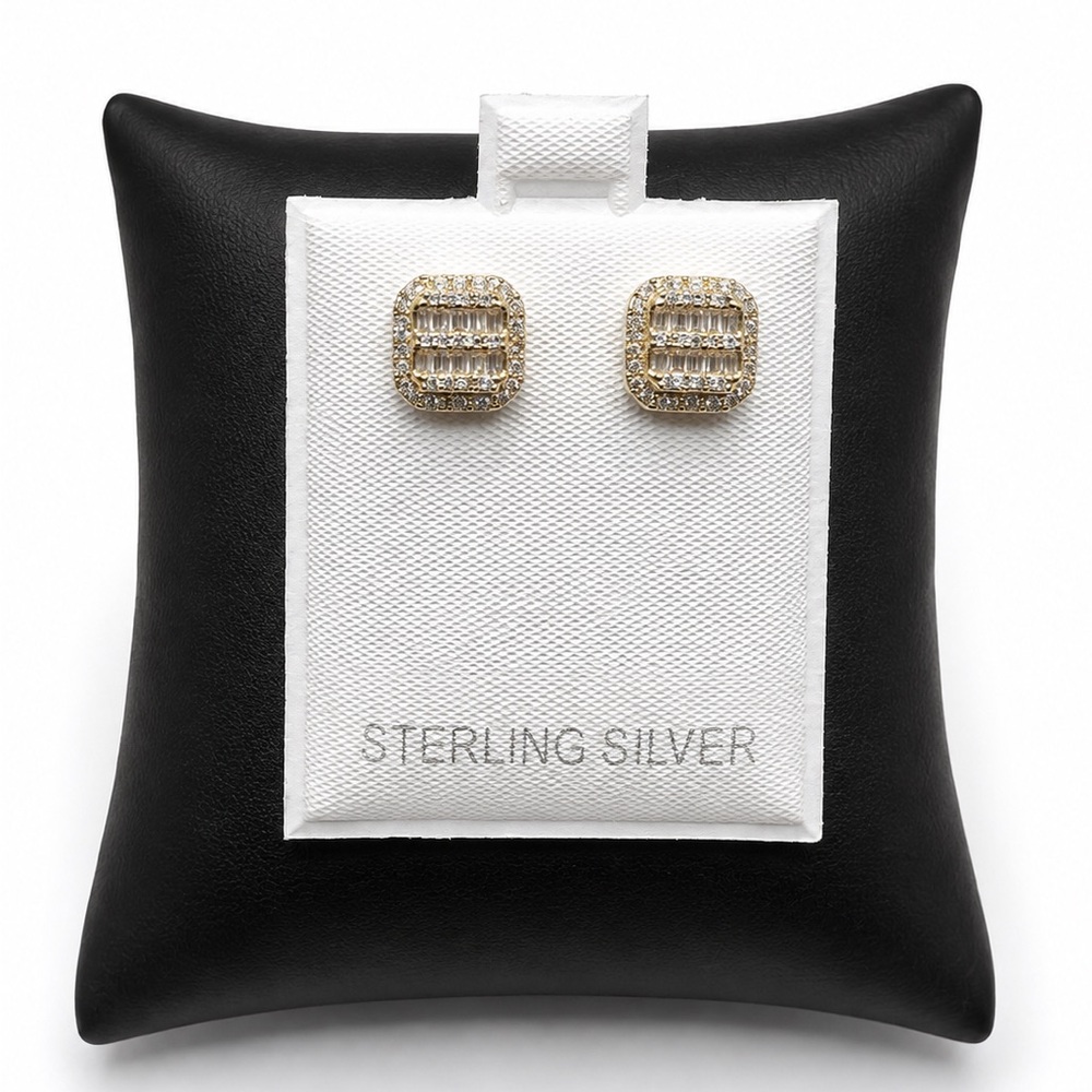 925 Sterling Silver  0.40CTW MOISSANITE Pave Square Stud Earrings